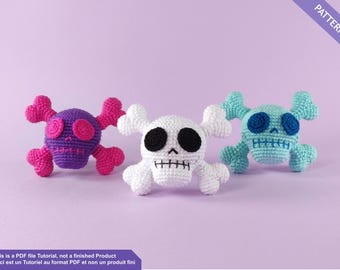 Skull crochet pattern PDF English/ french - Halloween amigurumi
