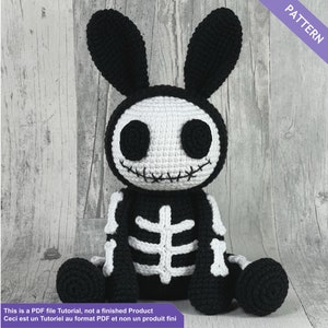 Skeleton bunny, Voodoo bunny crochet pattern, Voodoo doll, Halloween crochet pattern, PDF Files EN - FR instand download