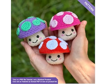 Porte clés et bijou de sac champignon tutoriel aucrochet PDF français / anglais - amigurumi débutant rapide à faire
