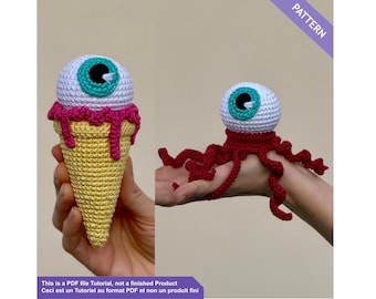 Crochet pattern peek-a-boo jellyfish eyeball  low sew PDF