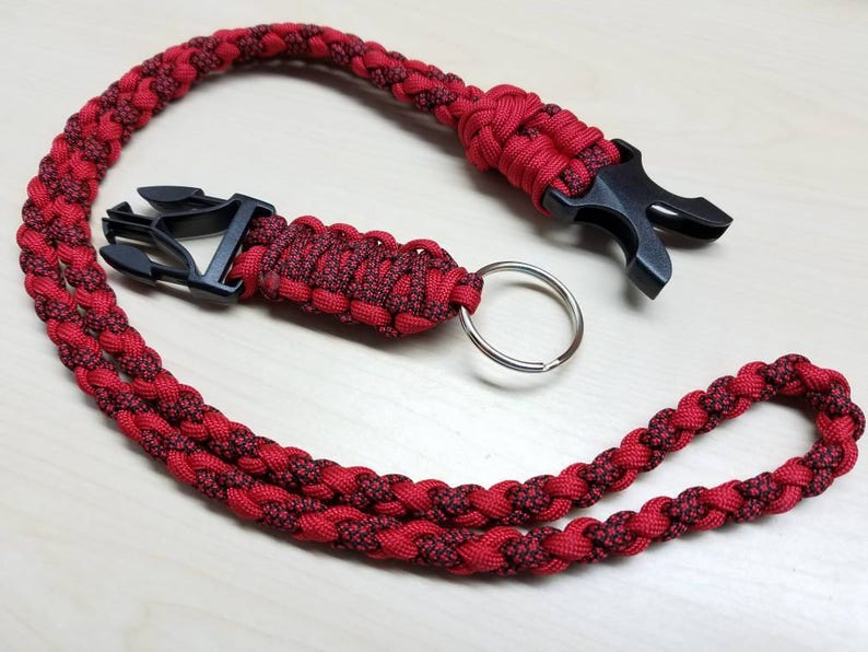 ID Badge Paracord Lanyard With Buckle & Keyring Custom Etsy