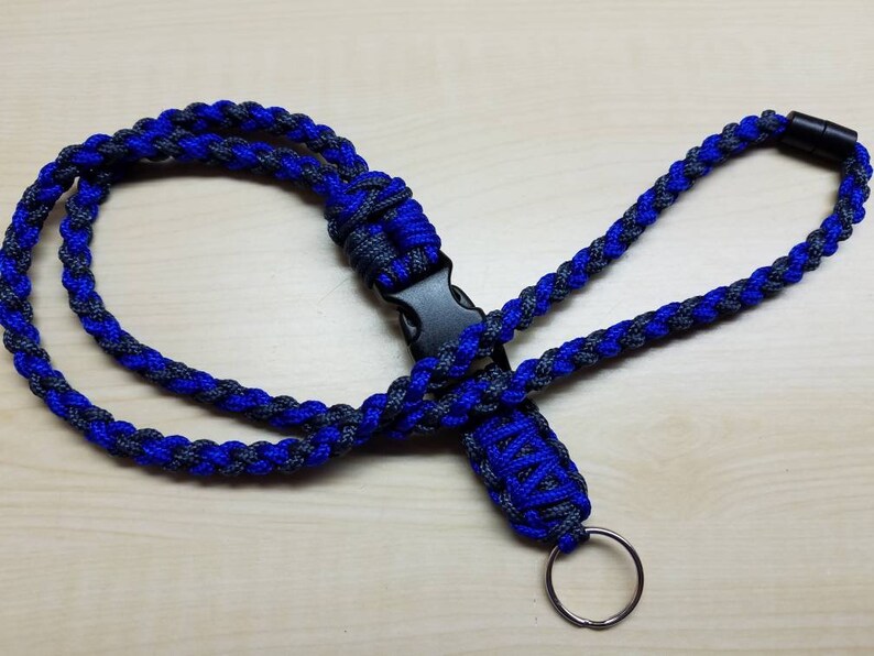Keys Tools Paracord Neck Lanyard// Keyring for ID Black// Red, Blue /& White