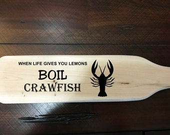 Crawfish / Seafood Cajun Cooking Paddle -  Laser Engraved / Personalized Wood