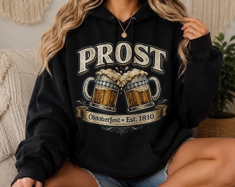Felpa Prost Oktoberfest, felpa vintage con boccale di birra, pullover bavarese di eredità tedesca