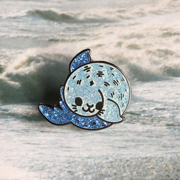 Glitter Seal Enamel Pin Badge