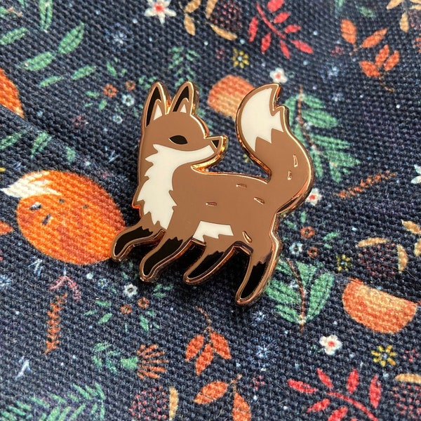 Rose Gold Fox Enamel Pin Badge