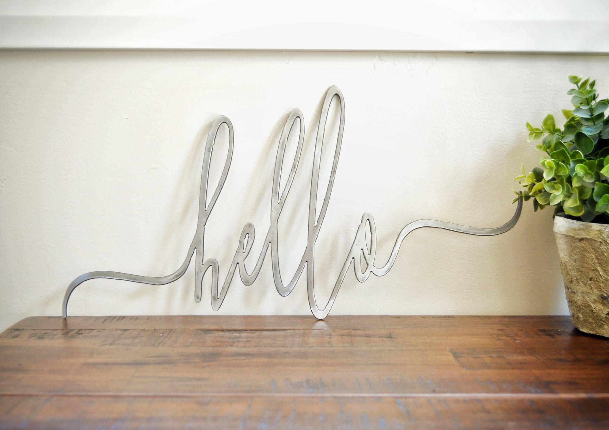 FREE SHIPPING!!! Hello Metal Sign, Metal wall art, Custom Metal Work.