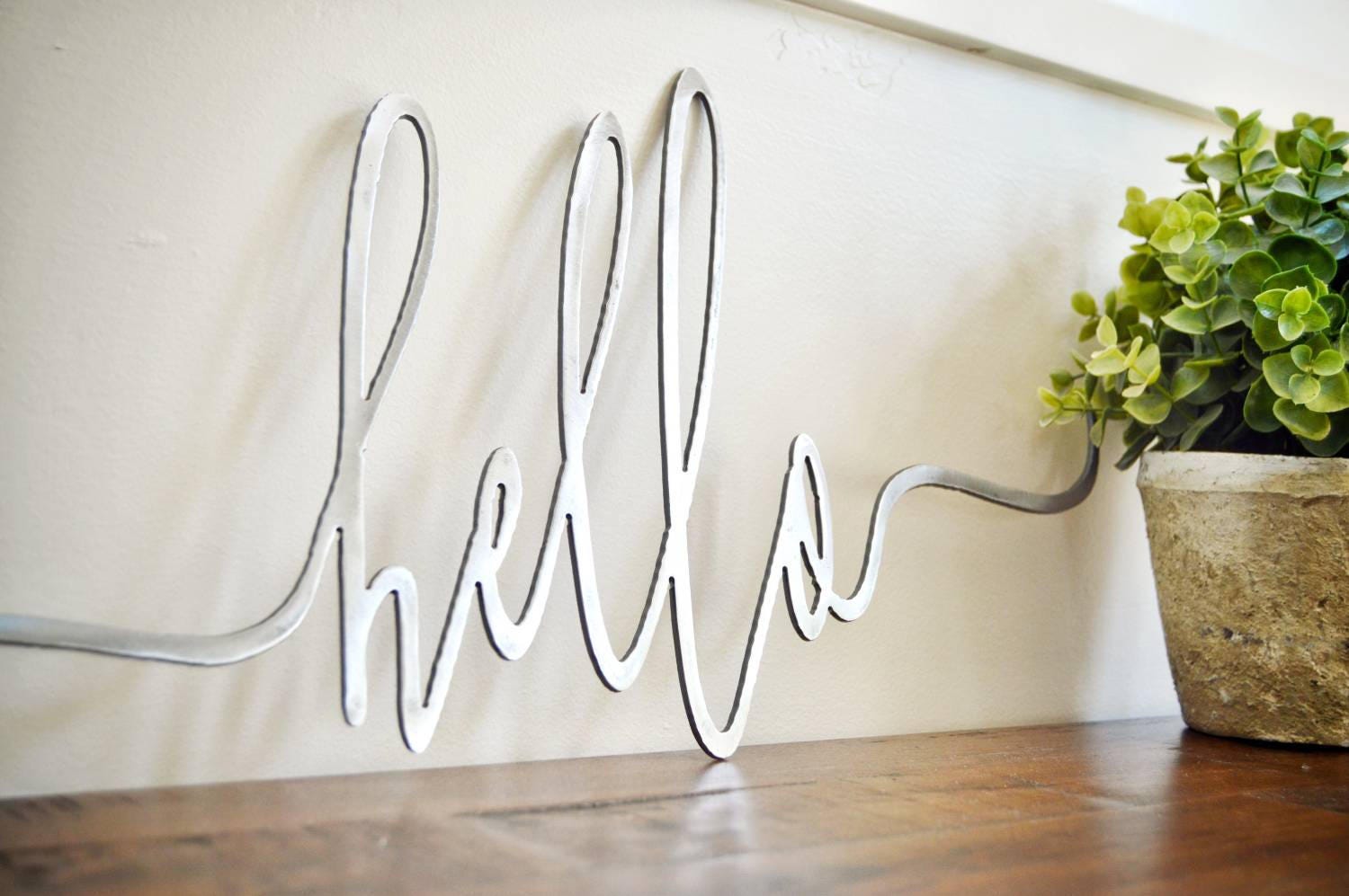 hello Metal Wall Art