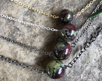 Dragon's Blood Jasper Necklace for men and women, Dragons Blood Stone Protection Crystal Healing Jewelry, Butternut Crystal Shop