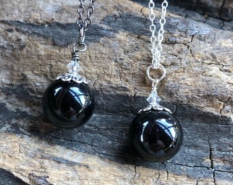 Obsidian Pendant Necklace, Black Protection Stone Healing Crystal Necklace, Best witches necklace, Handmade Jewelry