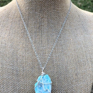 Raw Amazonite Pendant, Amazonite wire wrapped pendant, Butternut Crystal Shop, Rustic blue Stone Pendant, Natural Amazonite Necklace image 7