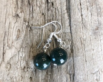 Dark Green Bloodstone Earrings, Protection Stone earrings, Metaphysical Healing Jewelry, Metaphysical Protection Stone Jewelry