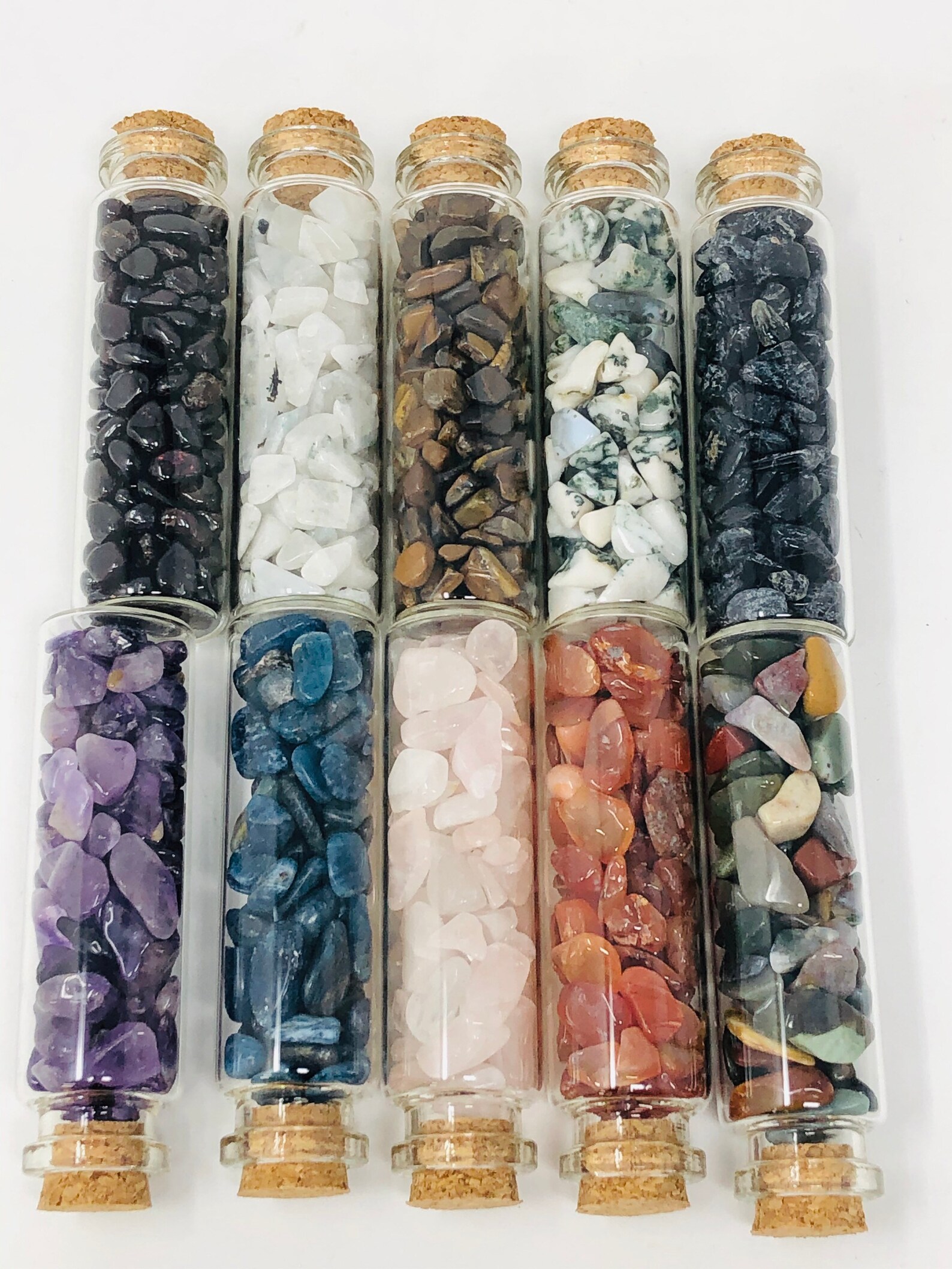 Crystals in glass bottle Healing crystals in bottle Etsy