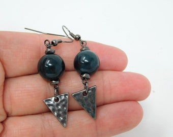 Bloodstone Earrings, Men's Dangle Earrings, Women's Edgy goth Stone earrings, Bloodstone Crystal Healing Protection earrings