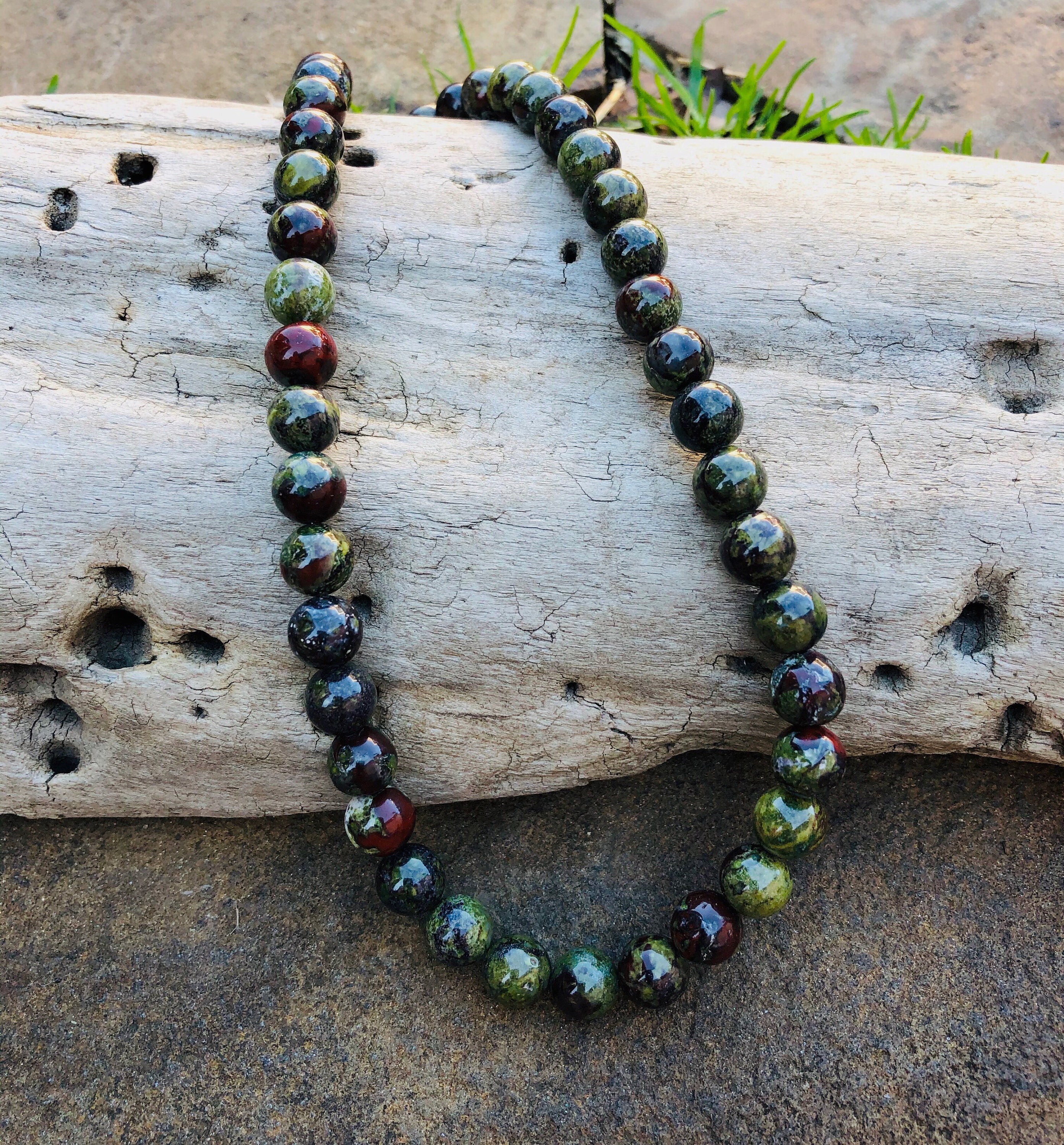 Dragon S Blood Jasper Beaded Necklace For Men Etsy