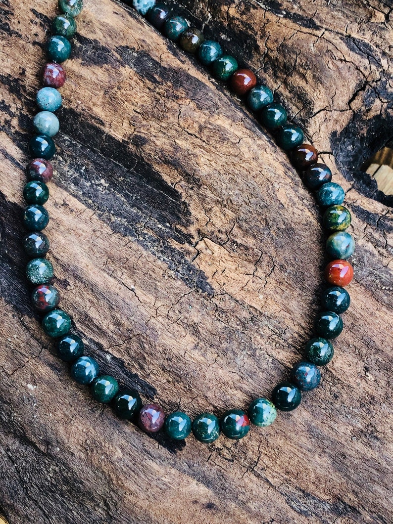 Bloodstone Beaded Necklace for Men and Women Bloodstone - Etsy