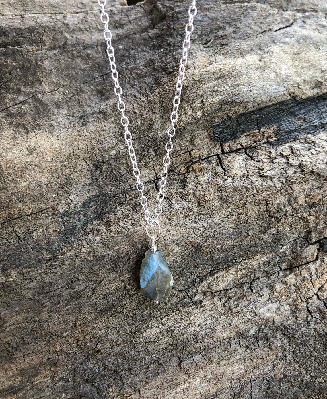 Dainty Labradorite Necklace with sterling silver chain | Etsy