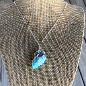 Raw Amazonite Pendant, Amazonite wire wrapped pendant, Butternut Crystal Shop, Rustic blue Stone Pendant, Natural Amazonite Necklace image 10