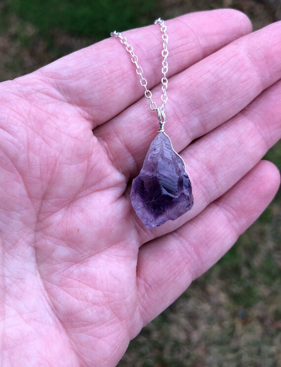 Buy Natural Amethyst Necklace, Dark Purple Pendant, Empath Protection  Healing Crystal Jewelry, Stress Relief & Relaxation Gifts for Women / Men  Online in India - Etsy