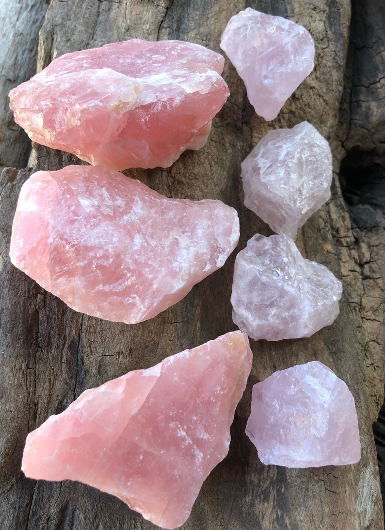 Raw Rose Quartz Metaphysical Protection Crystals for Spiritual Chakra Healing, Raw Pink Rose Quartz Crystal Represents Love and Fertility image 1