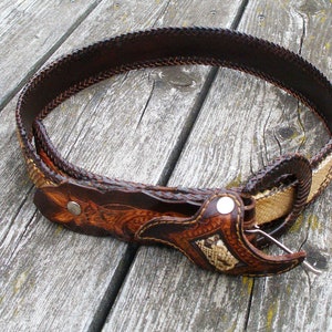 Lizard belt, Snake skin belt, Vintage handmade belt, Women leather belt, Waist belt
