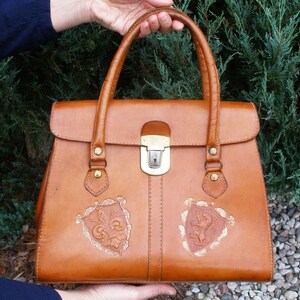 vintage brown leather purse-tan brown handbag-tote bag-women leather bag-leather bag-women bag-top handle bag-leather handbag-gift for her