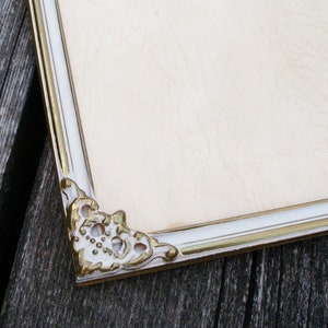 Photo Frame with Convex Glass-White Brass Vintage-Ornate Brass Picture Frame-Vintage 70s Photo Frame-Wedding Photo Frame-Home Décor Frame