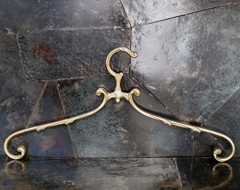 wedding dress hanger, vintage brass clothes hangers, old vintage brass hanger, brass coat hanger, antique brass bridal hanger