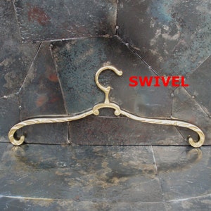 swivel brass clothes hangers, antique brass bridal hanger,wedding,  brass wedding dress hangers, old vintage brass hanger, brass coat hanger