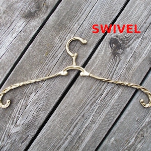 swivel brass clothes hangers, vintage brass bridal hanger, wedding, brass wedding dress hangers, old vintage brass hanger, brass coat hanger