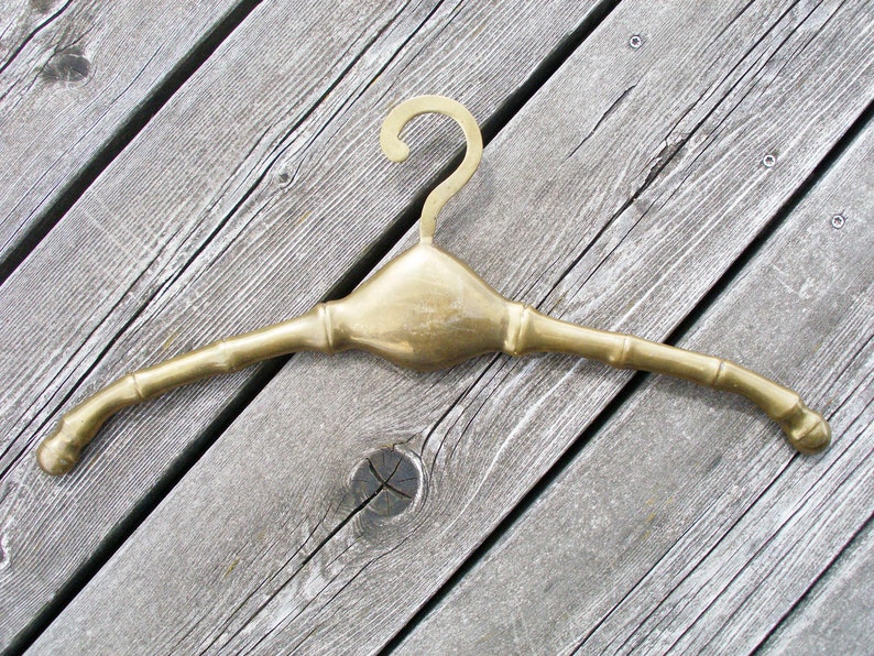 Rare brass bamboo dress hanger, vintage brass clothes hanger, antique brass bamboo hanger, old vintage brass hanger, brass coat hanger image 6