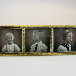 Triple mini photo brass frame with glass, Vintage 50’s brass picture frame, Triple Frame, Frame with glass, Home décor