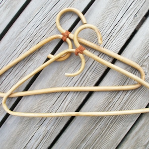 Set of 2pcs. old vintage bamboo wood hangers, bamboo hangers, wood hangers, wooden hangers, bamboo clothes hangers, retro old wood hangers