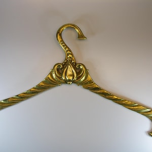 Solid vintage brass bridal hanger-brass wedding dress hanger-brass clothes hanger-old vintage brass hanger-brass coat hanger