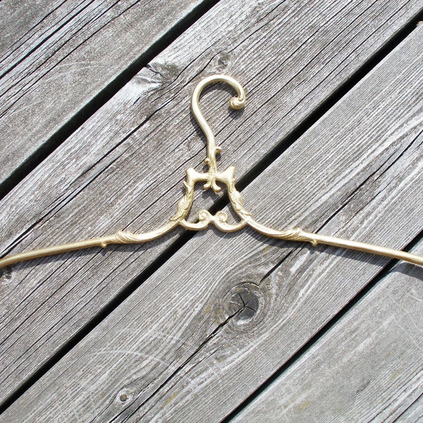 vintage brass clothes hanger, brass bridal hangers, antique brass wedding dress hangers, old vintage brass hanger, brass coat hanger