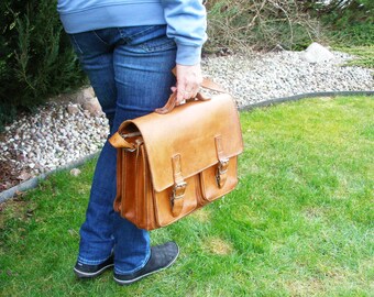 Sacoche De Travail En Cuir Véritable Vera Pelle Avec Détails En Laiton Et Serrure à Clé - Neuf Avec étiquettes