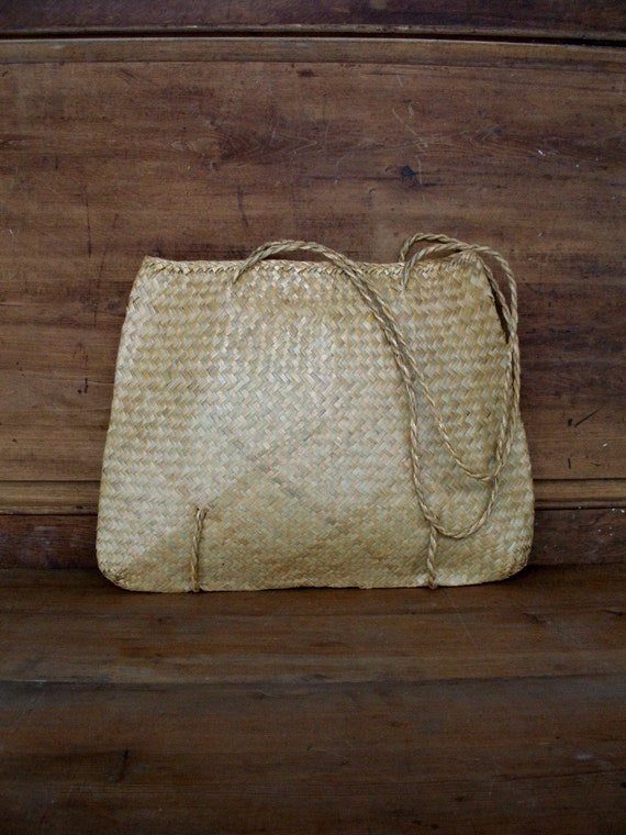 vintage wicker tote-festival market bag-straw purs