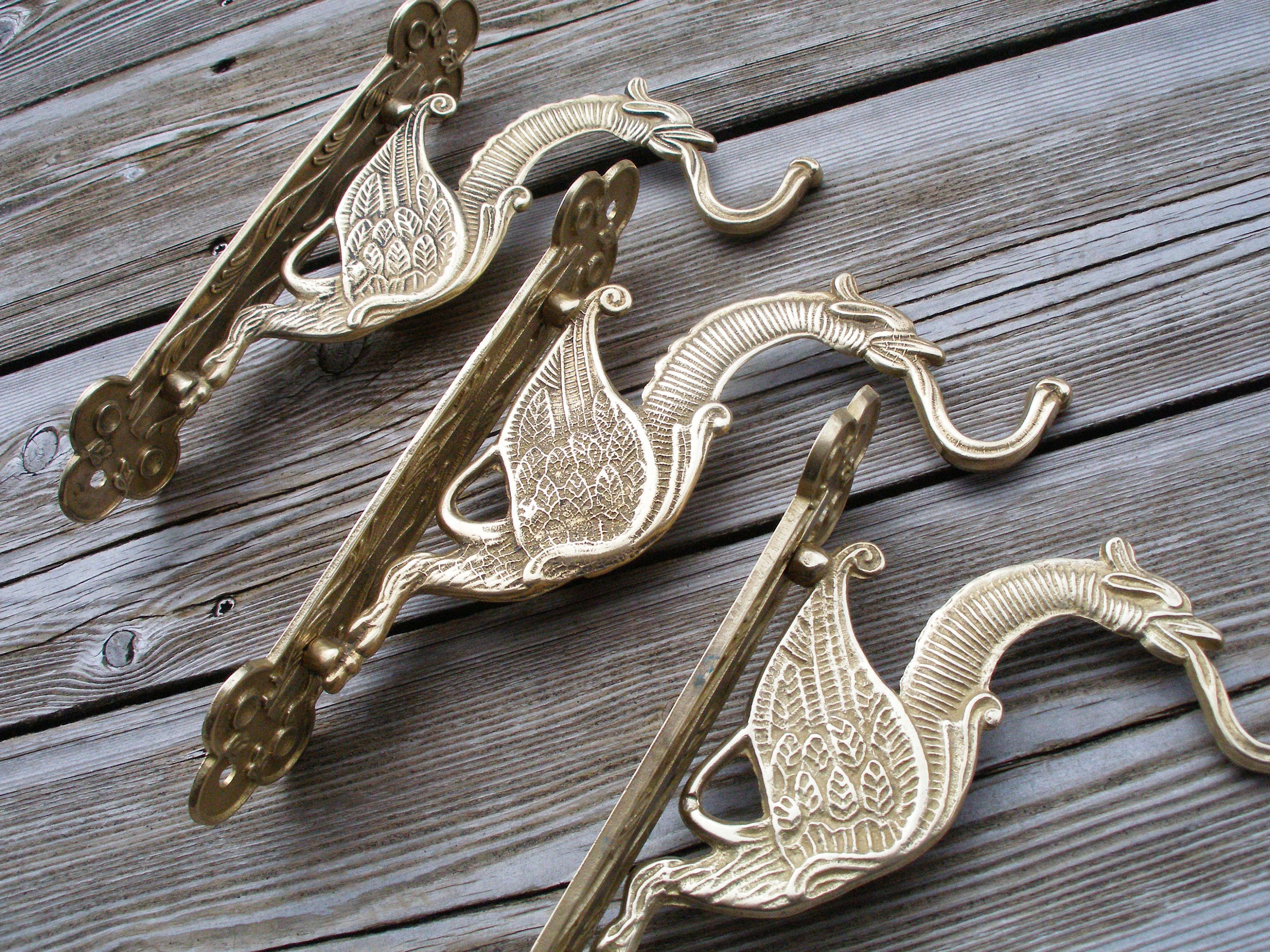 Brass Dragon Coat Hook Pair Of Ornate Hand Crafted Parrot Design