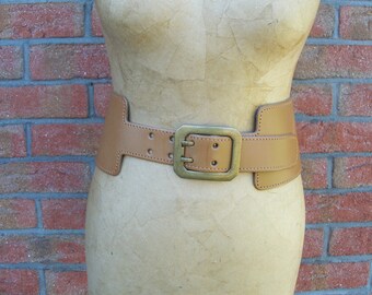 3 1/2 ” width leather belt-vintage tan brown leather belt-hip belt-women belt-women brown belt-women leather belt-waist belt-wide belt