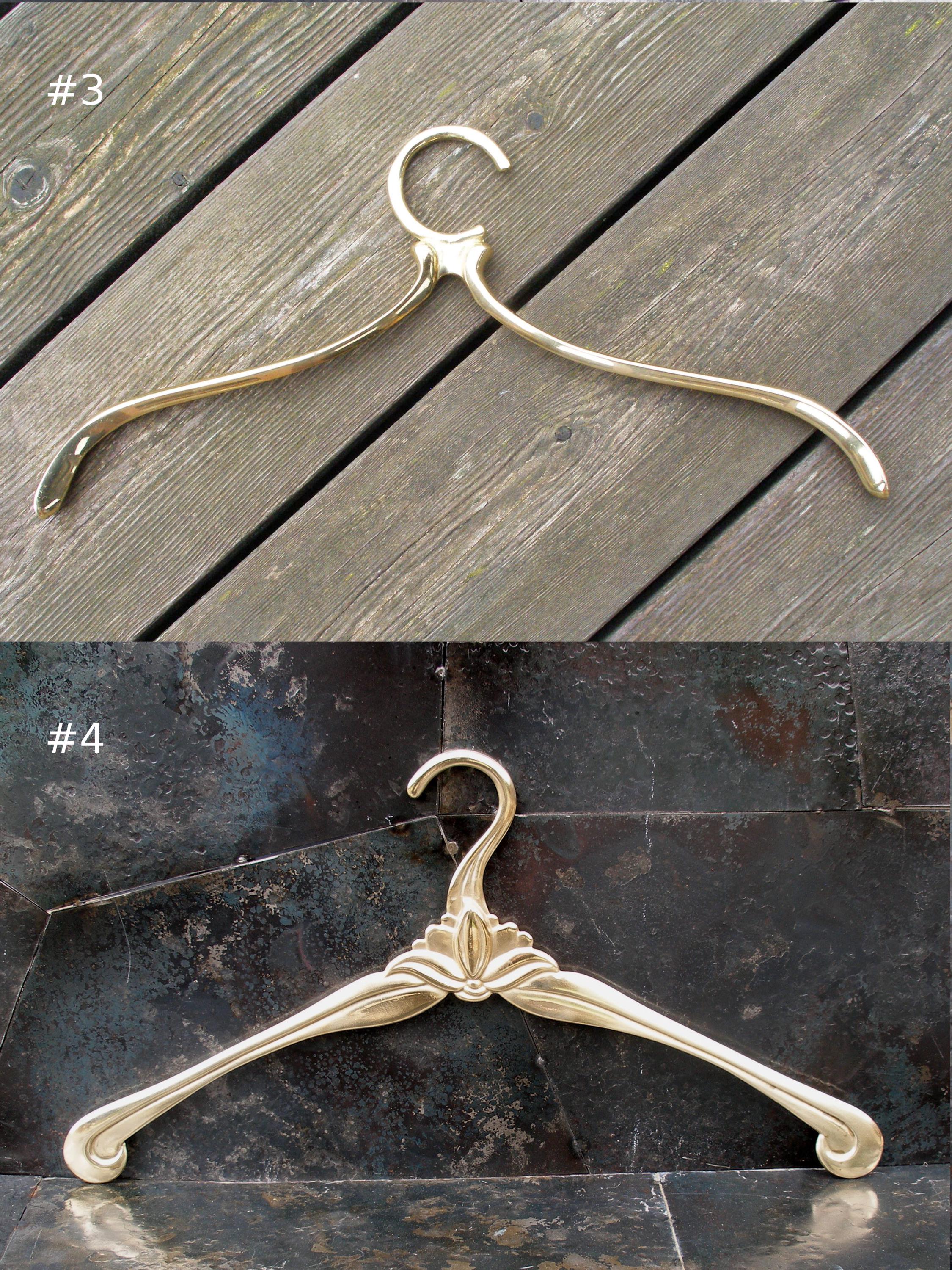 vintage brass wedding dress hanger-antique bridal hangers-old brass hangers-vintage brass coat hanger-brass clothes hangers-wardrobe