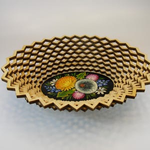 Handcrafted Wooden Oval Bowl Hand Painted With Floral Design, Table Decoration, Vintage Wood Bowl