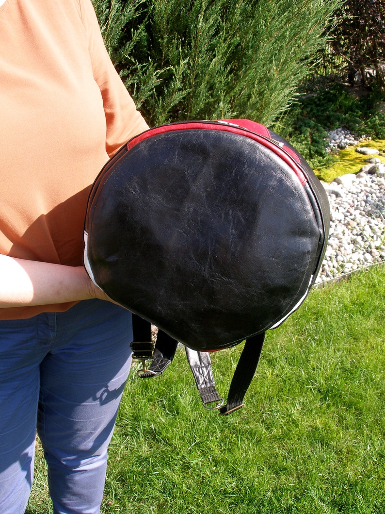 black white red leather backpack men women Vintage Bag Sac backpack office travel school rucksack leather rucksack biker backpack