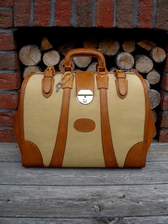 Duffel Bag With Leather Decor, Leather Doctor Bag,