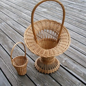 2pcs. Vintage Rattan Wicker Planters Holder-Rattan Rack- Flower Pot Holder-Planters Holder-Shabby Chic Home Decor