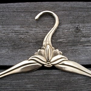 vintage brass clothes hangers, antique brass bridal hanger, brass wedding dress hangers, old vintage brass hanger, brass coat hanger