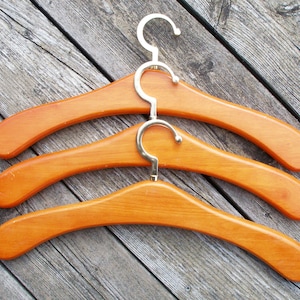 Wooden hangers 3pcs., swivel vintage wooden hangers, wood hangers, wooden clothes hangers, old vintage wood hangers, retro old wood hangers