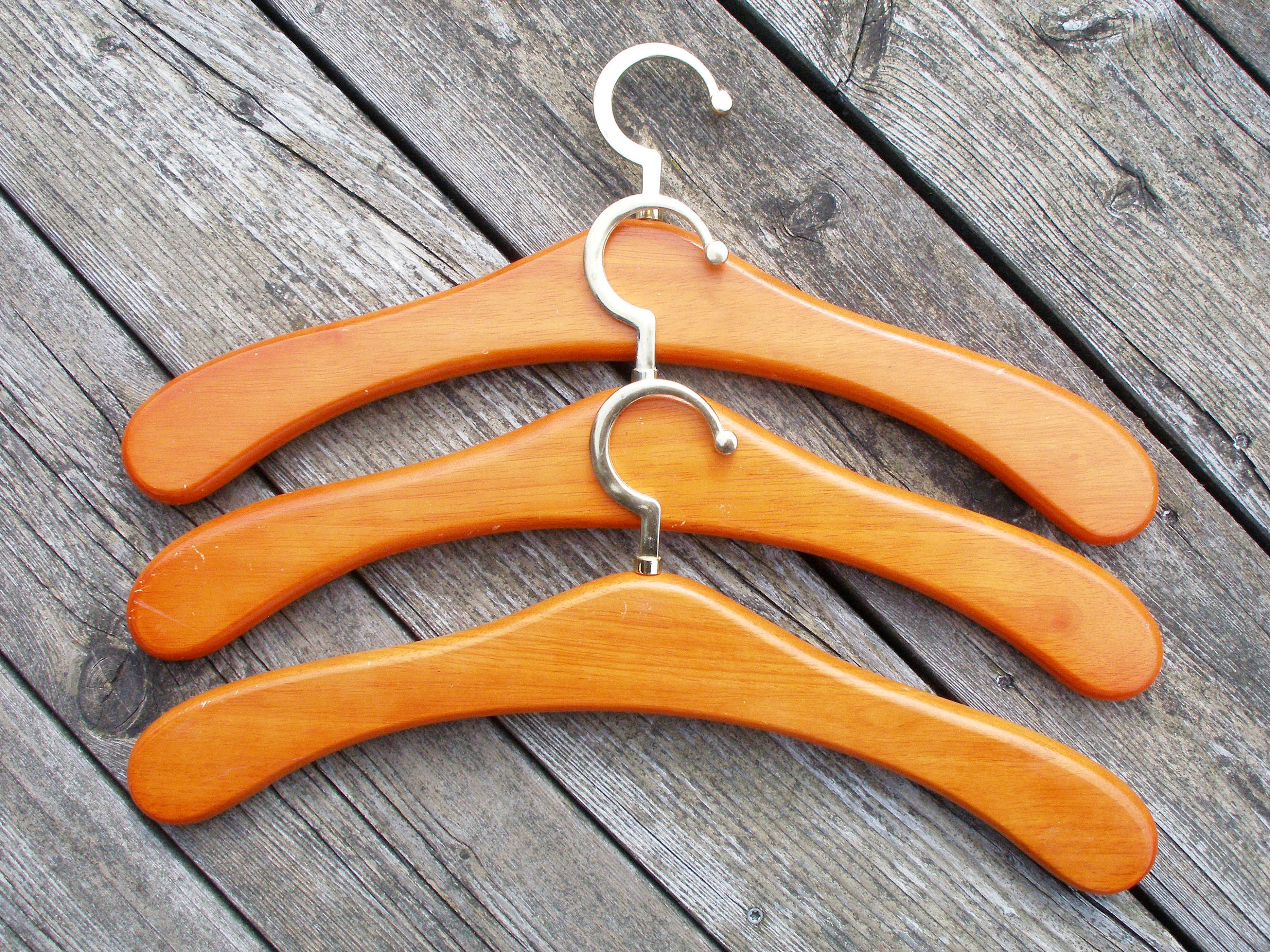 Wooden hangers 3pcs., swivel vintage wooden hangers, wood hangers, wooden clothes hangers, old vintage wood hangers, retro old wood hangers