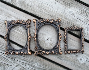 3pcs solid brass photo frames-Vintage solid brass picture frame-Ornate frame-Old picture frame-Home décor