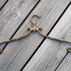 old vintage brass hanger,wedding dress hanger, vintage brass clothes hangers,  brass coat hanger, antique brass bridal hanger