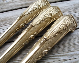 32.5cm set of 3 Brass Ornate Table Legs, Antique Solid Brass Tripod Table Legs, Tripod Table Hardware, Brass Table Legs, Console Table Legs